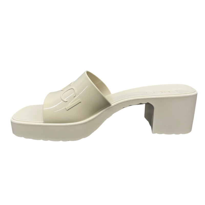 Women's Rubber Logo Platform Heels Cream Size EU 37 / UK 4