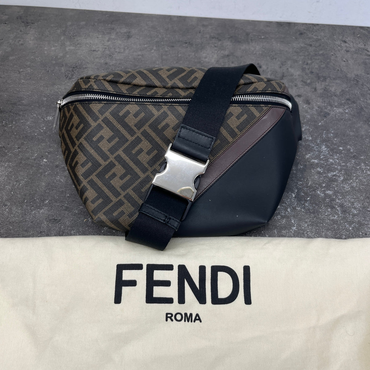 Men's FF Zucca Belt Bag Brown - Photo 11