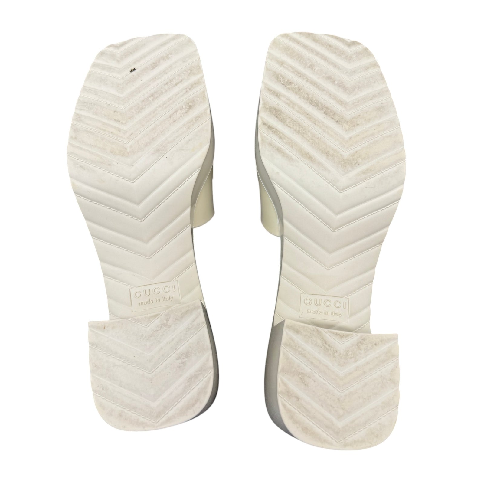 Women's Rubber Logo Platform Heels Cream Size EU 37 / UK 4 - Photo 9