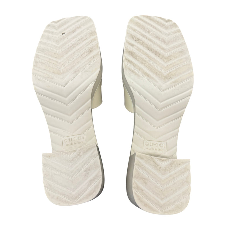 Women's Rubber Logo Platform Heels Cream Size EU 37 / UK 4