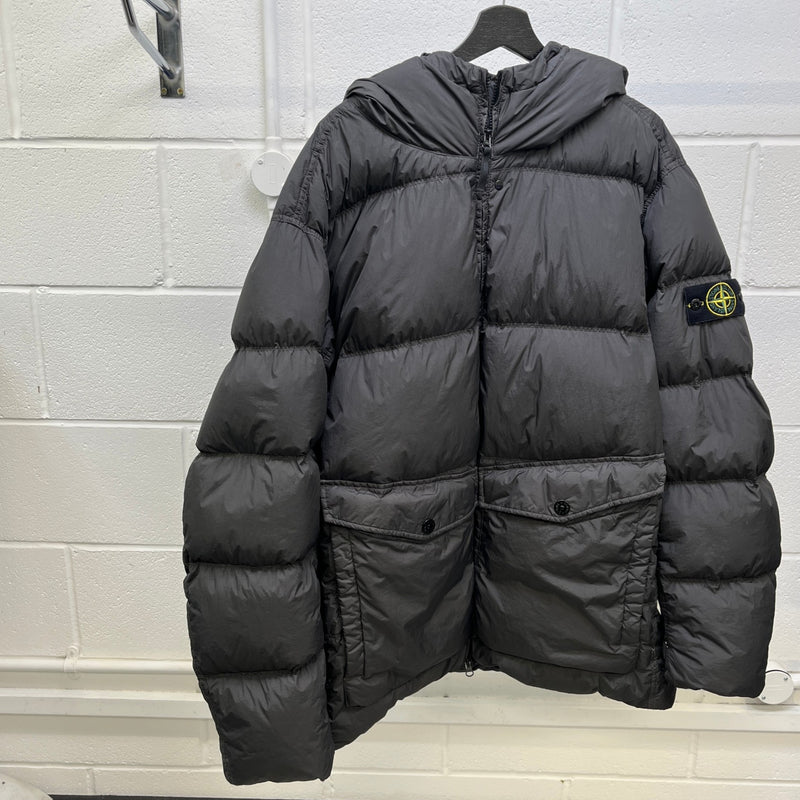 Men's Crinkle Reps Hooded Down Jacket Black Size XXXL