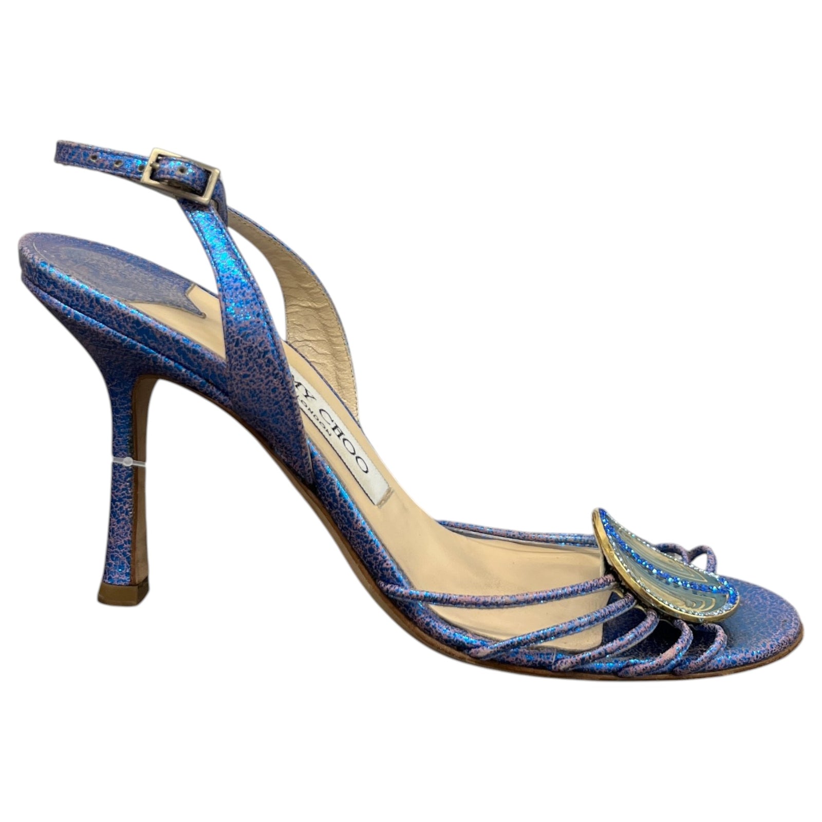 Women's Metallic Slingbacks Heels Blue Size UK 3.5 / EU 36.5 - Photo 1