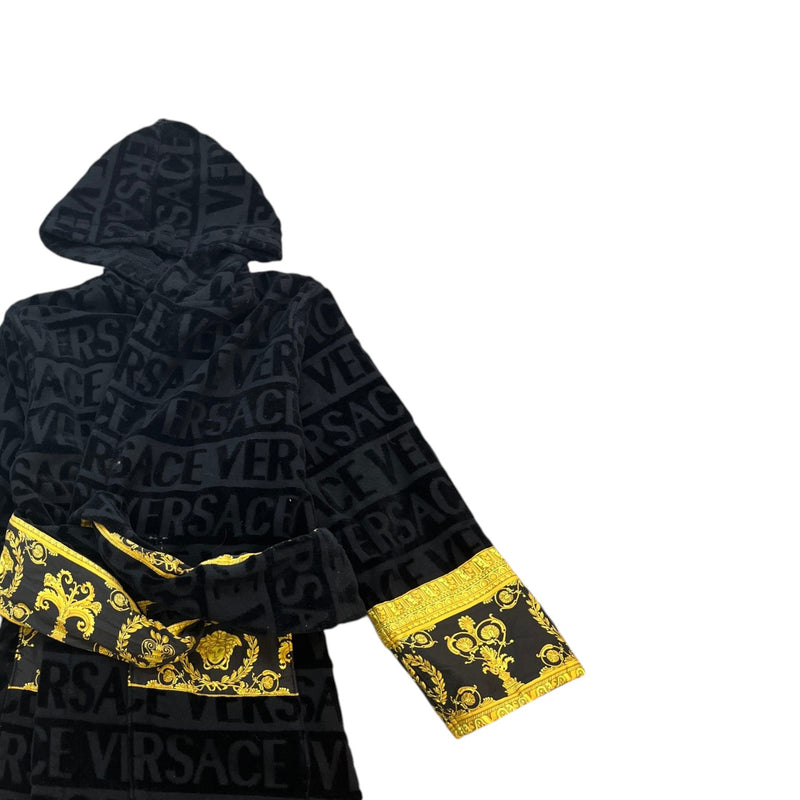Men's I ♡ Baroque Short Bath Robe Black Size M