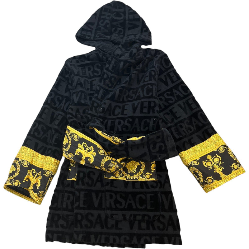 Men's I ♡ Baroque Short Bath Robe Black Size M