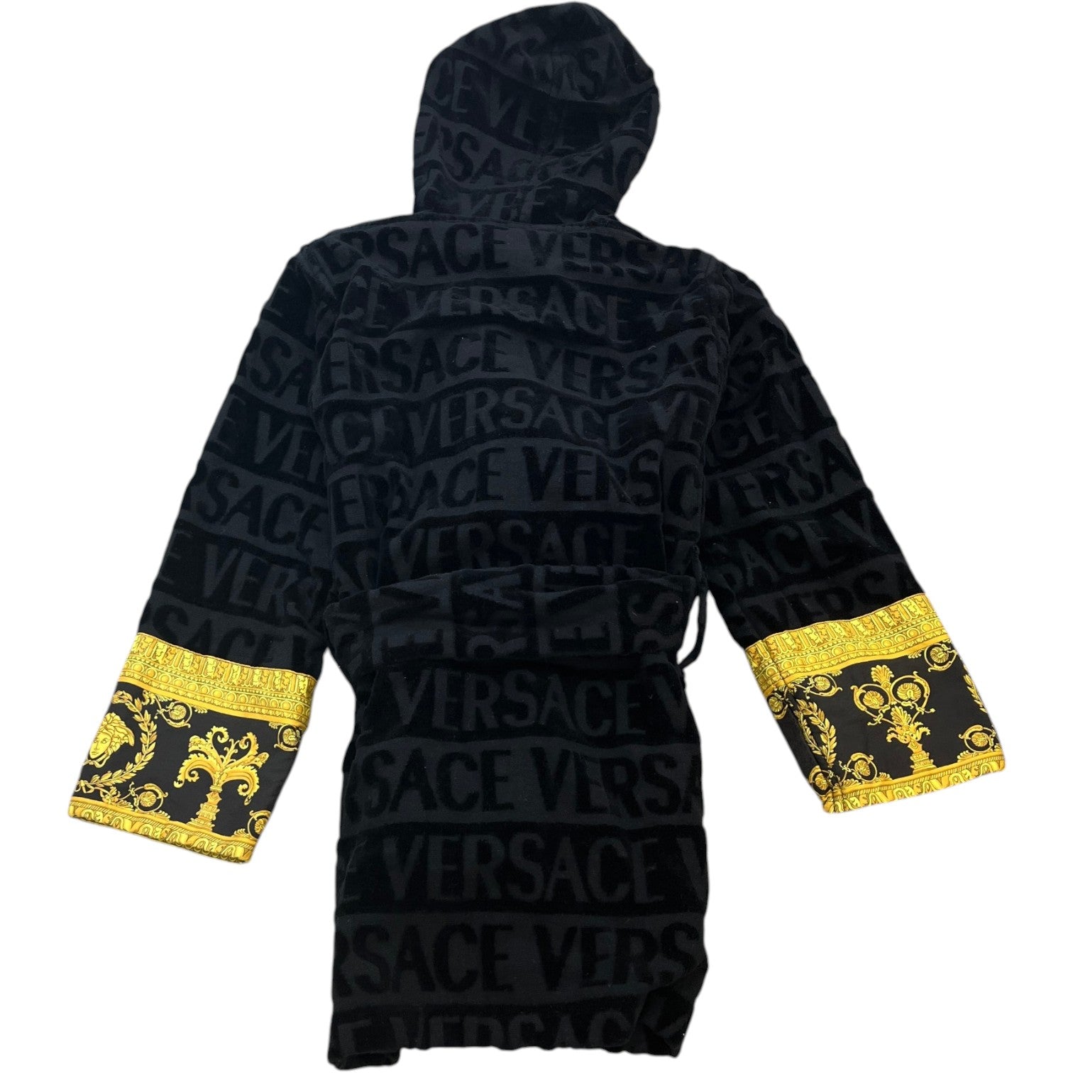 Men's I ♡ Baroque Short Bath Robe Black Size M - Photo 2