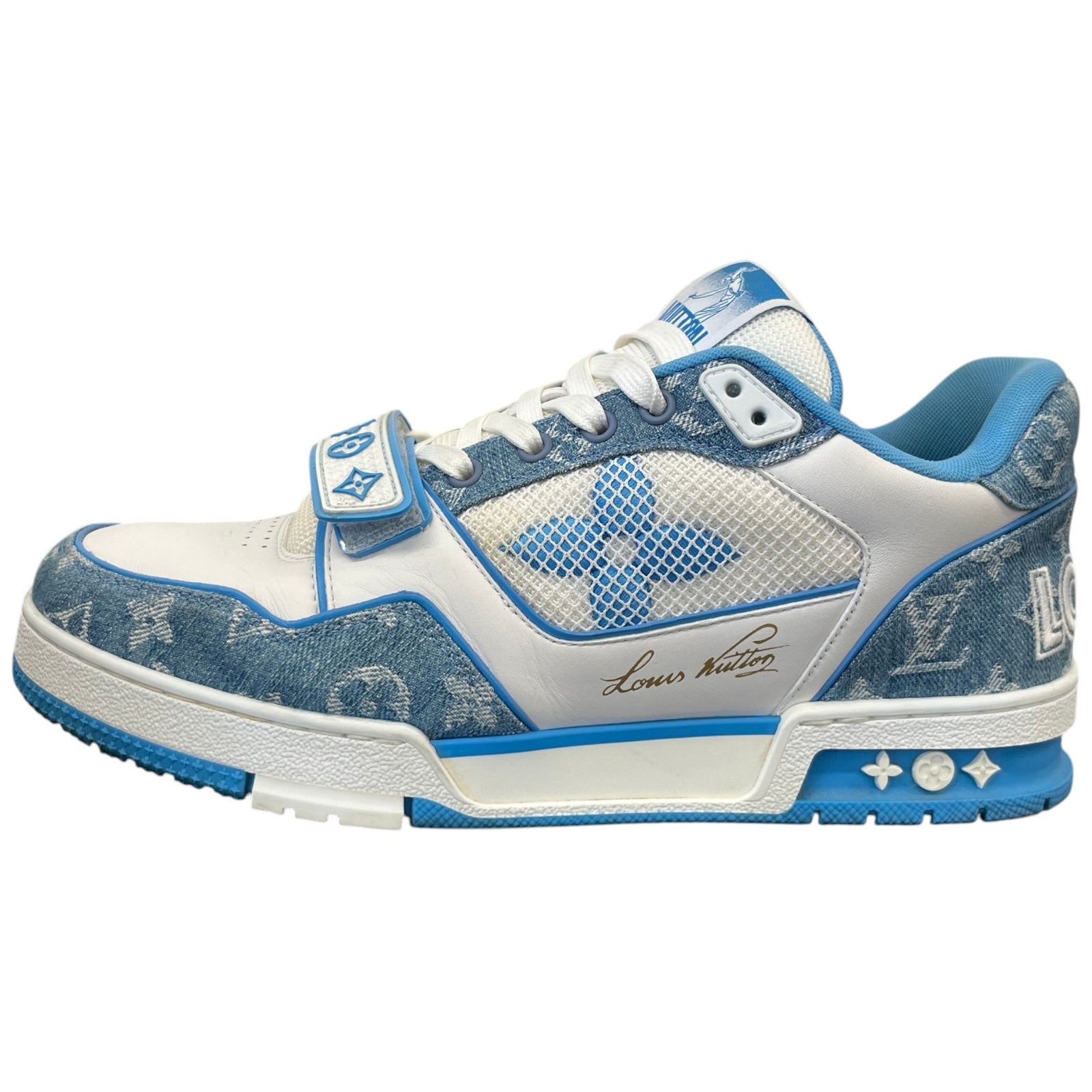 Men's Denim Monogram Lv Low Trainers Blue Size EU 42 / UK 8 - Photo 5