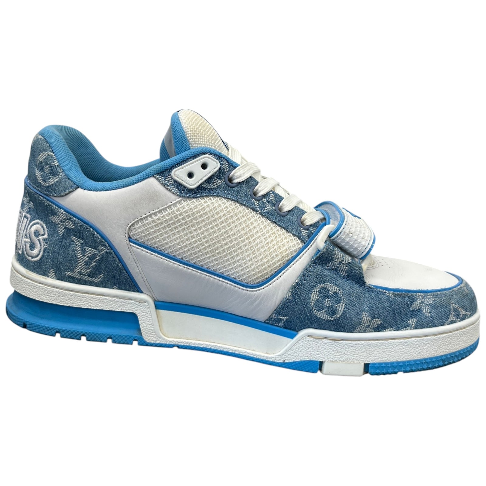 Men's Denim Monogram Lv Low Trainers Blue Size EU 42 / UK 8 - Photo 4