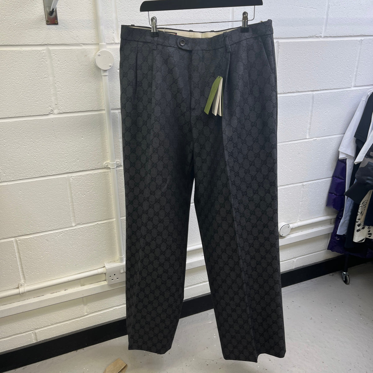 Men's GG Supreme Wide Leg Trousers Grey Size XL / W36 - Photo 6