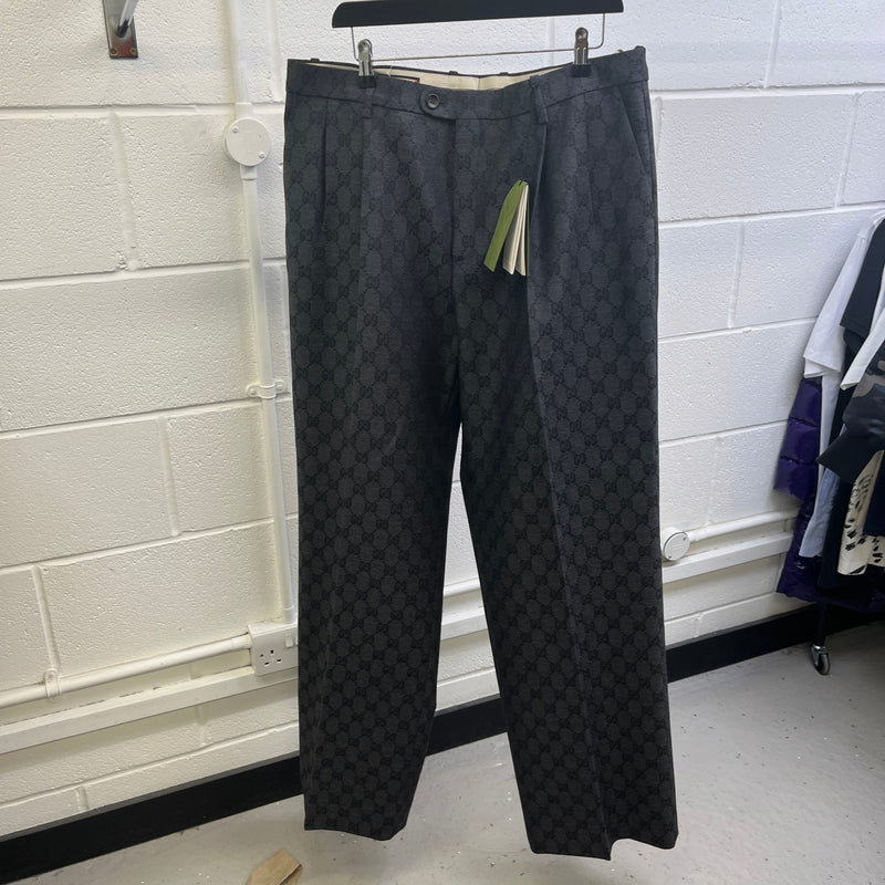 Men's GG Supreme Wide Leg Trousers Grey Size XL / W36