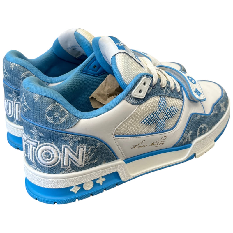Men's Denim Monogram Lv Low Trainers Blue Size EU 42 / UK 8