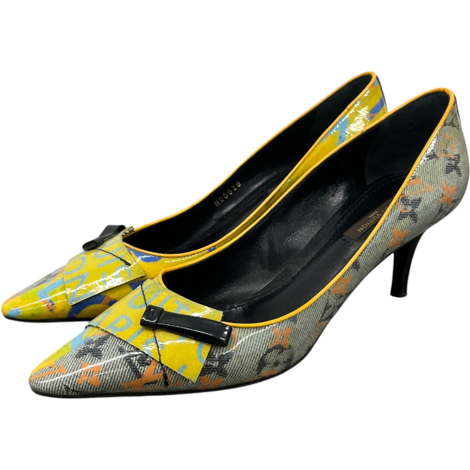Women's Monogram Textile Pump Heels Multi-Coloured Size EU 39 / UK 6 - Photo 7