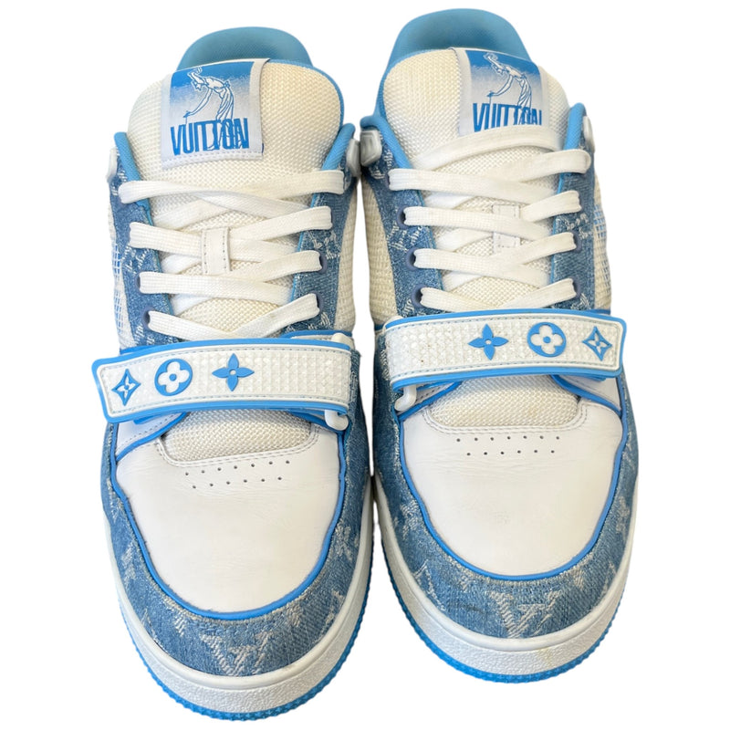 Men's Denim Monogram Lv Low Trainers Blue Size EU 42 / UK 8