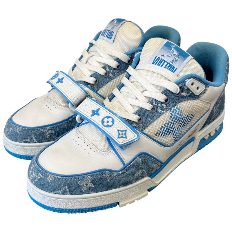Men's Denim Monogram Lv Low Trainers Blue Size EU 42 / UK 8