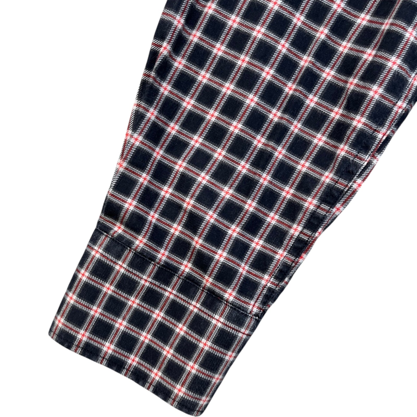 Men's Embroidered Logo Collar Check Long Sleeve Shirt Navy Size S - Photo 8