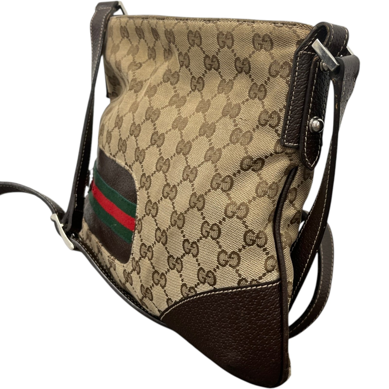 Women's Gg Supreme Web Stripe Messenger Bag Beige - Photo 3