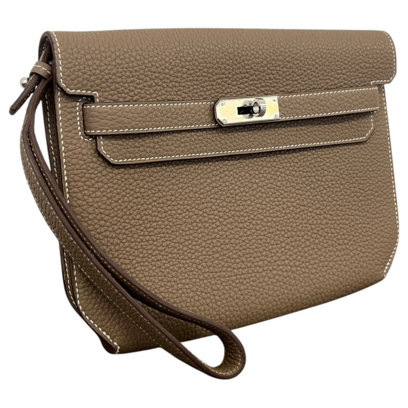 Men's Togo Calfskin Kelly Dépêches 25 Étoupe Pouch Beige