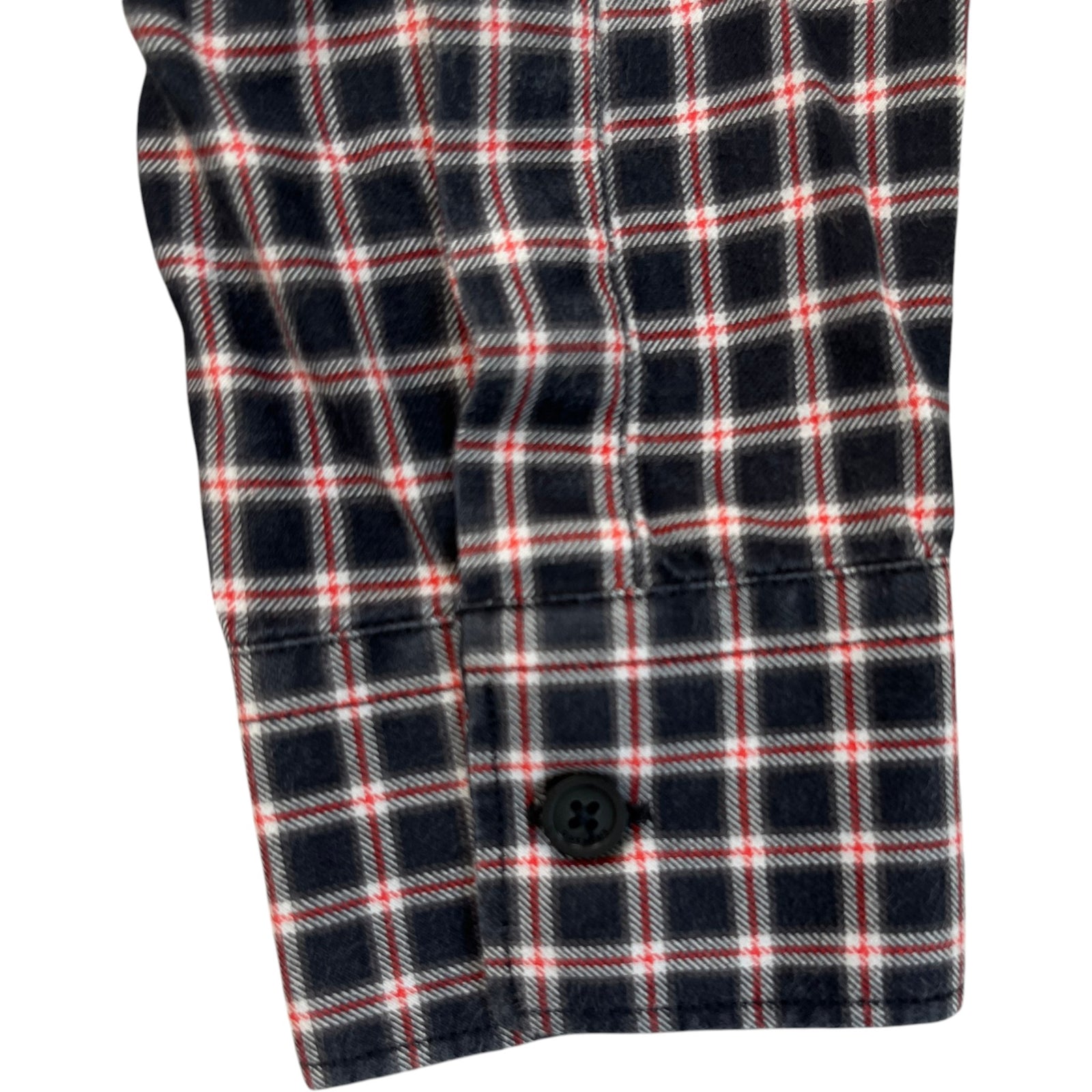 Men's Embroidered Logo Collar Check Long Sleeve Shirt Navy Size S - Photo 9