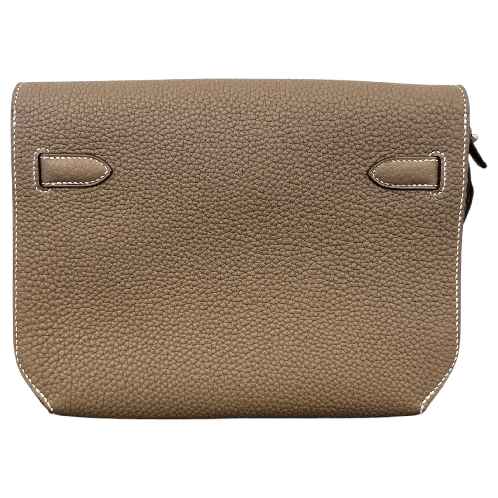 Men's Togo Calfskin Kelly Dépêches 25 Étoupe Pouch Beige - Photo 2