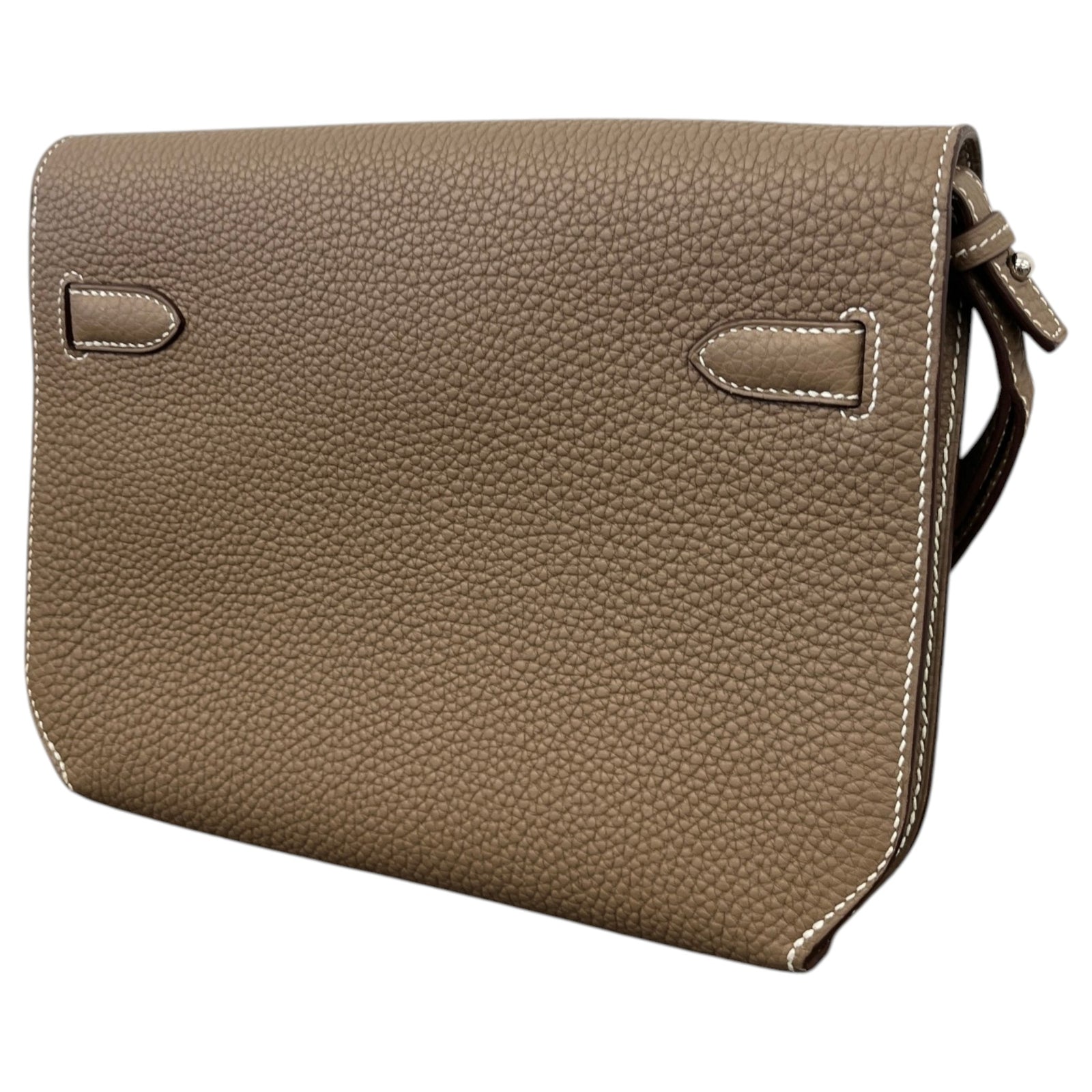 Men's Togo Calfskin Kelly Dépêches 25 Étoupe Pouch Beige - Photo 8