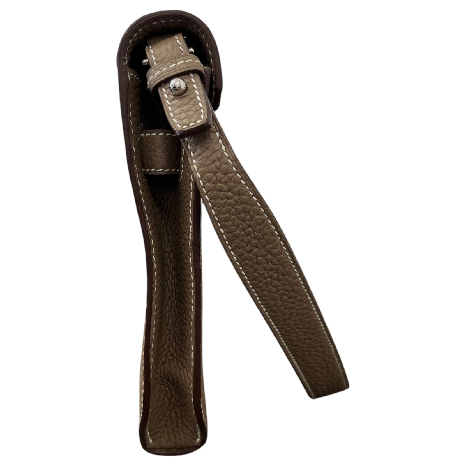 Men's Togo Calfskin Kelly Dépêches 25 Étoupe Pouch Beige - Photo 5