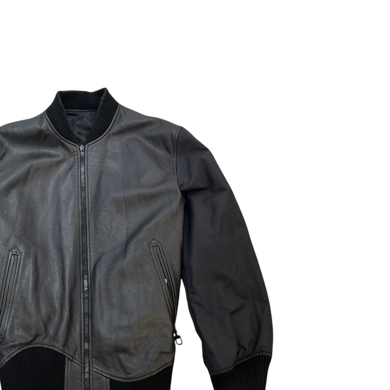 Men's Leather/Monogram Reversible Bomber Jacket Black Size M
