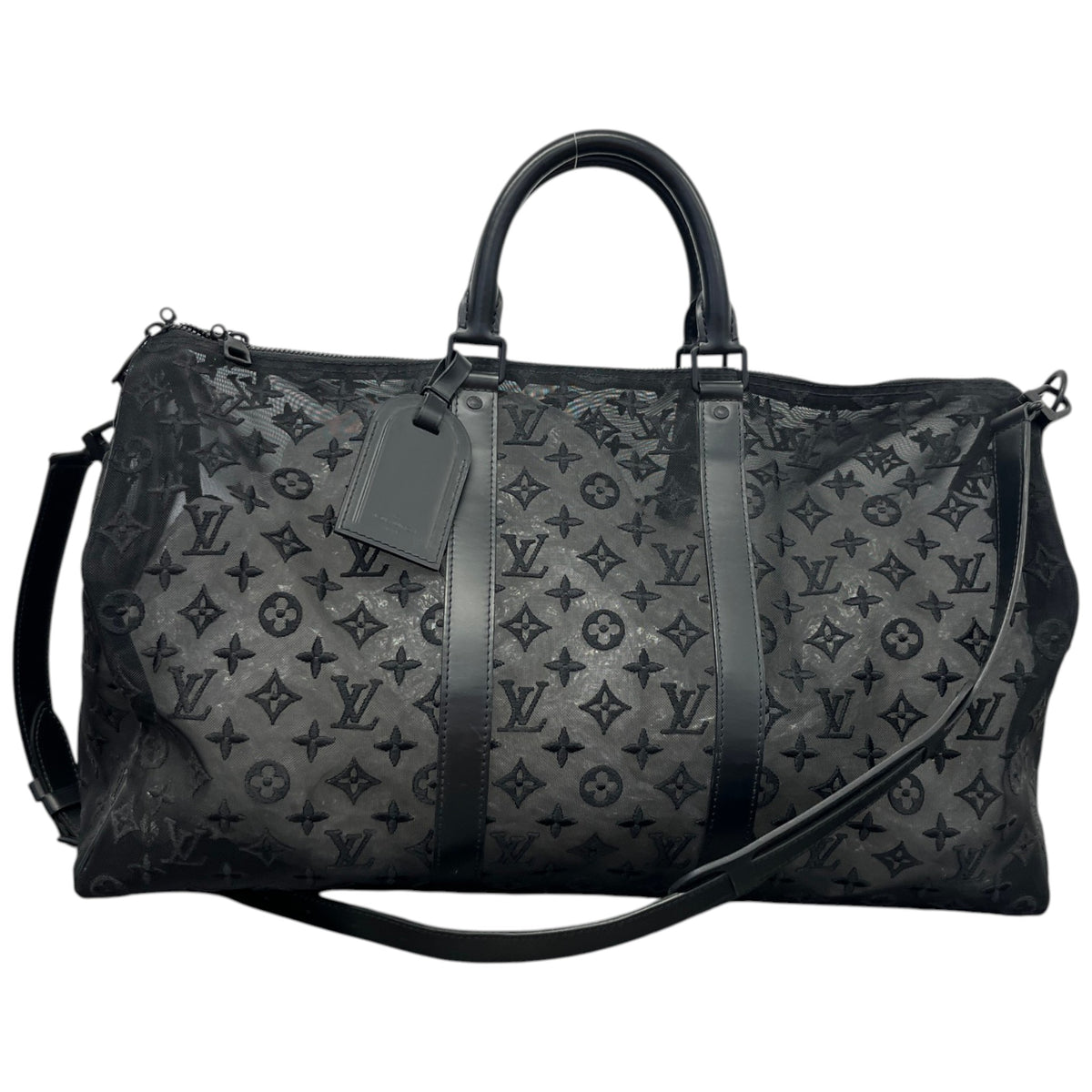 Men's Keepall Bandouliere Monogram Mesh 50 Travel Bag Black - Photo 1