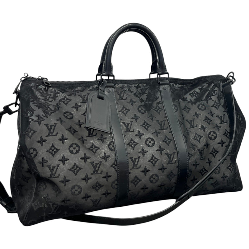 Men's Keepall Bandouliere Monogram Mesh 50 Travel Bag Black