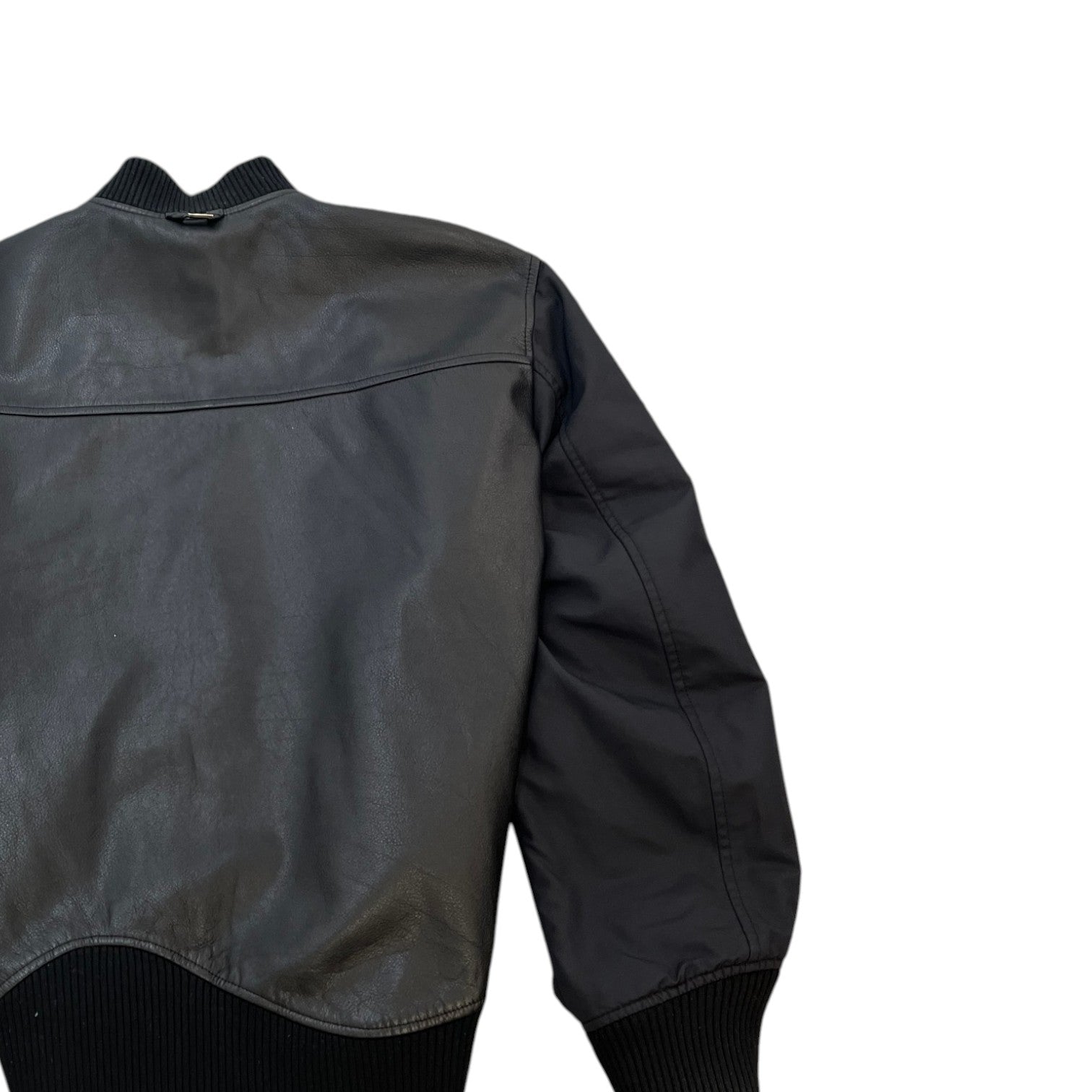 Men's Leather/Monogram Reversible Bomber Jacket Black Size M - Photo 8