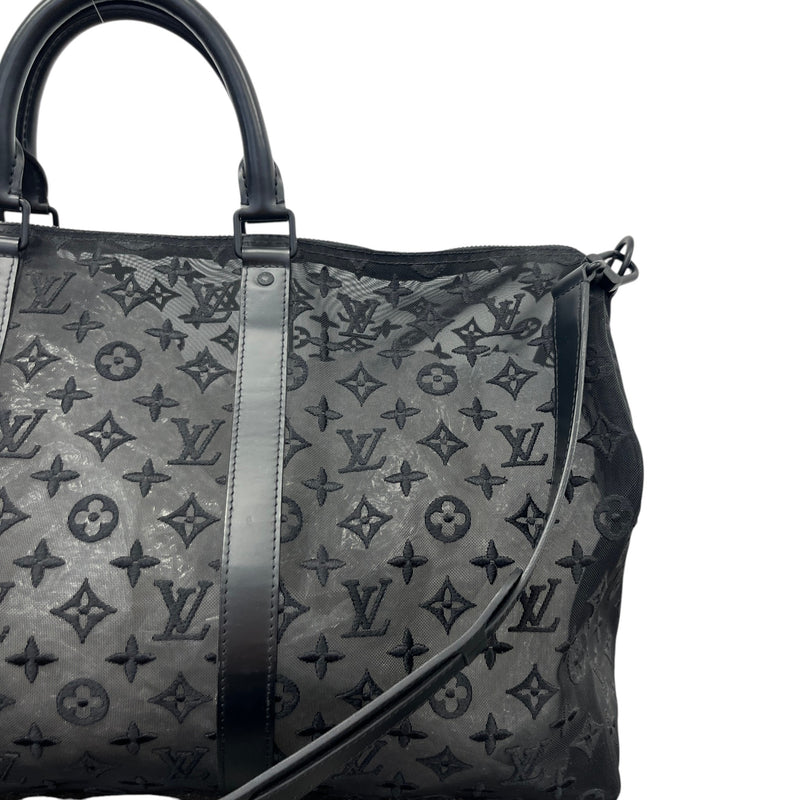 Men's Keepall Bandouliere Monogram Mesh 50 Travel Bag Black