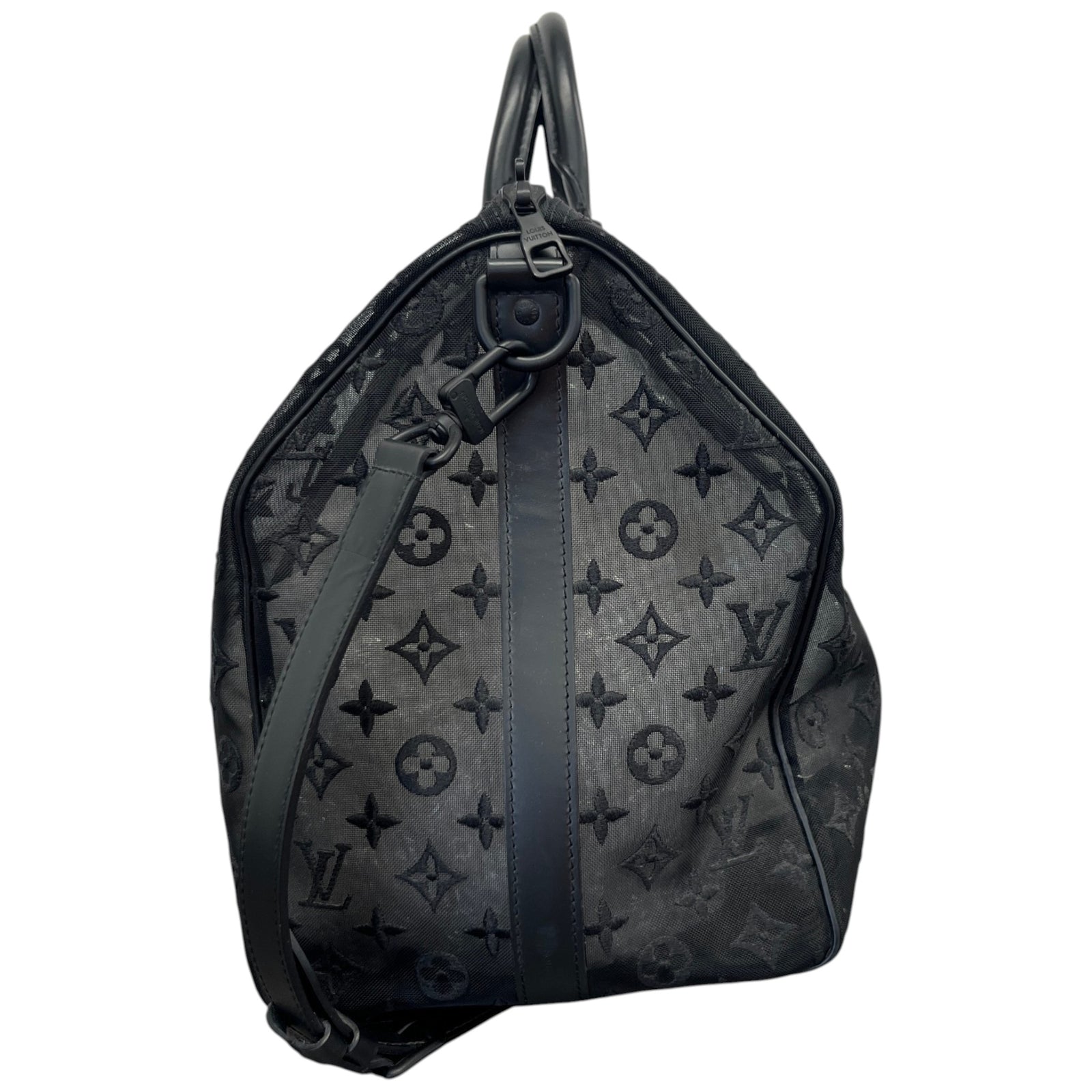 Men's Keepall Bandouliere Monogram Mesh 50 Travel Bag Black - Photo 6