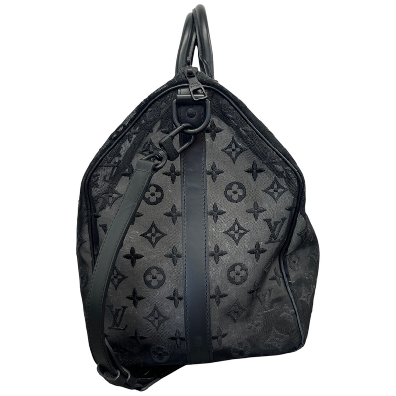 Men's Keepall Bandouliere Monogram Mesh 50 Travel Bag Black