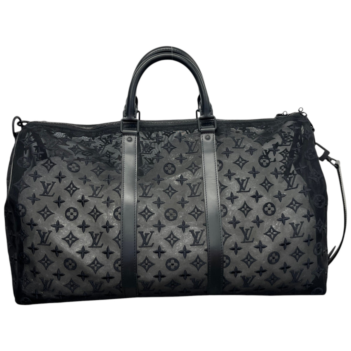 Men's Keepall Bandouliere Monogram Mesh 50 Travel Bag Black - Photo 3