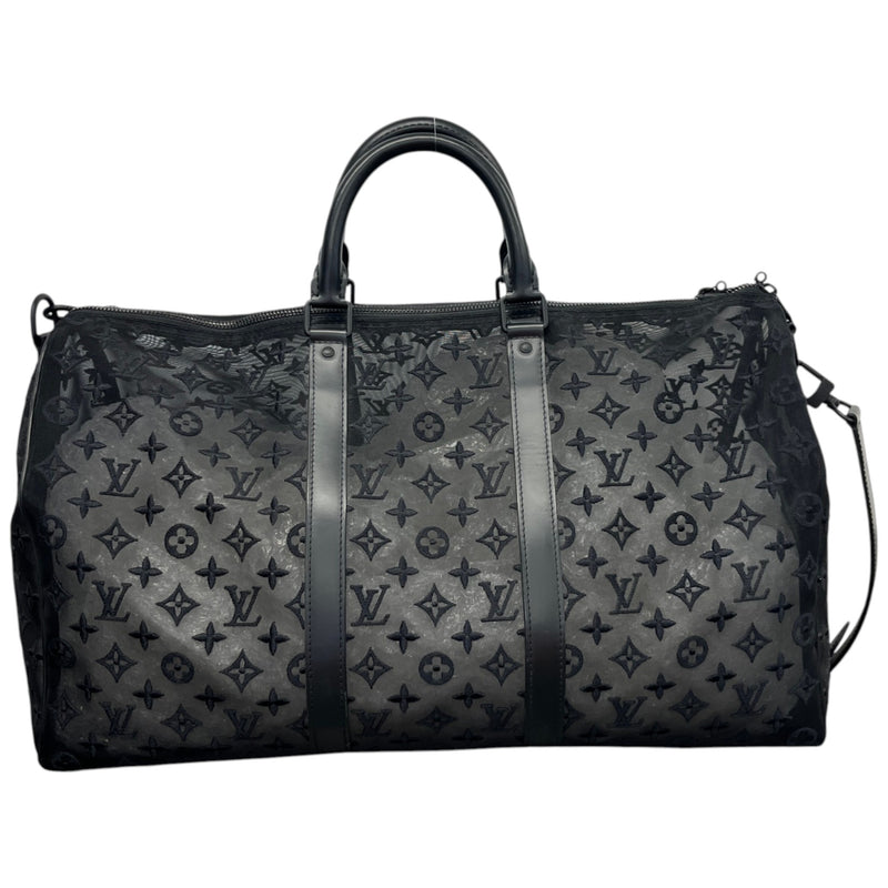 Men's Keepall Bandouliere Monogram Mesh 50 Travel Bag Black