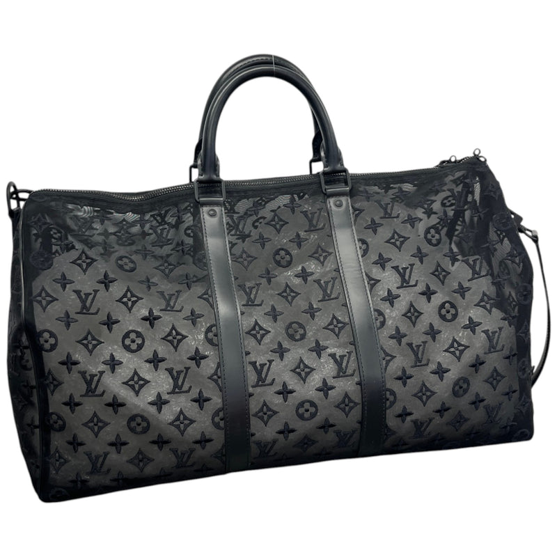 Men's Keepall Bandouliere Monogram Mesh 50 Travel Bag Black