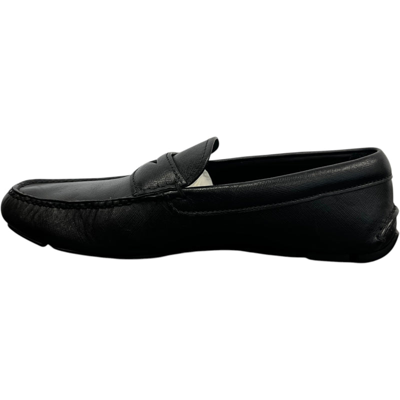 Men's Saffiano Driver Loafers Black Size EU 40.5 / UK 6.5