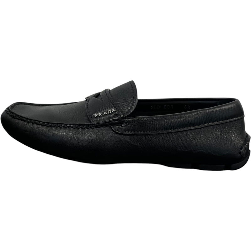 Men's Saffiano Driver Loafers Black Size EU 40.5 / UK 6.5