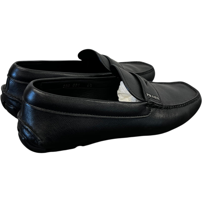 Men's Saffiano Driver Loafers Black Size EU 40.5 / UK 6.5