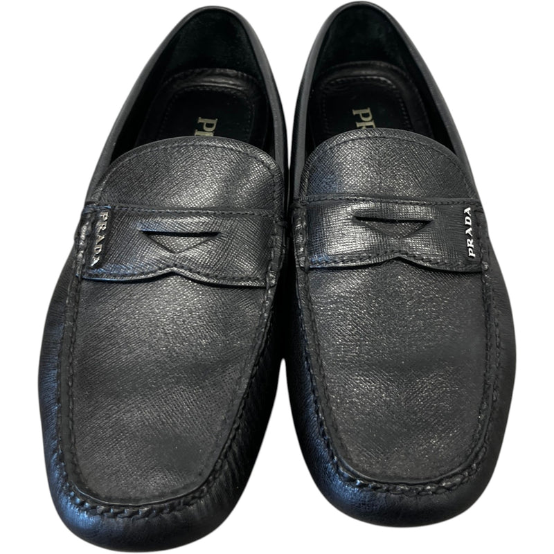 Men's Saffiano Driver Loafers Black Size EU 40.5 / UK 6.5