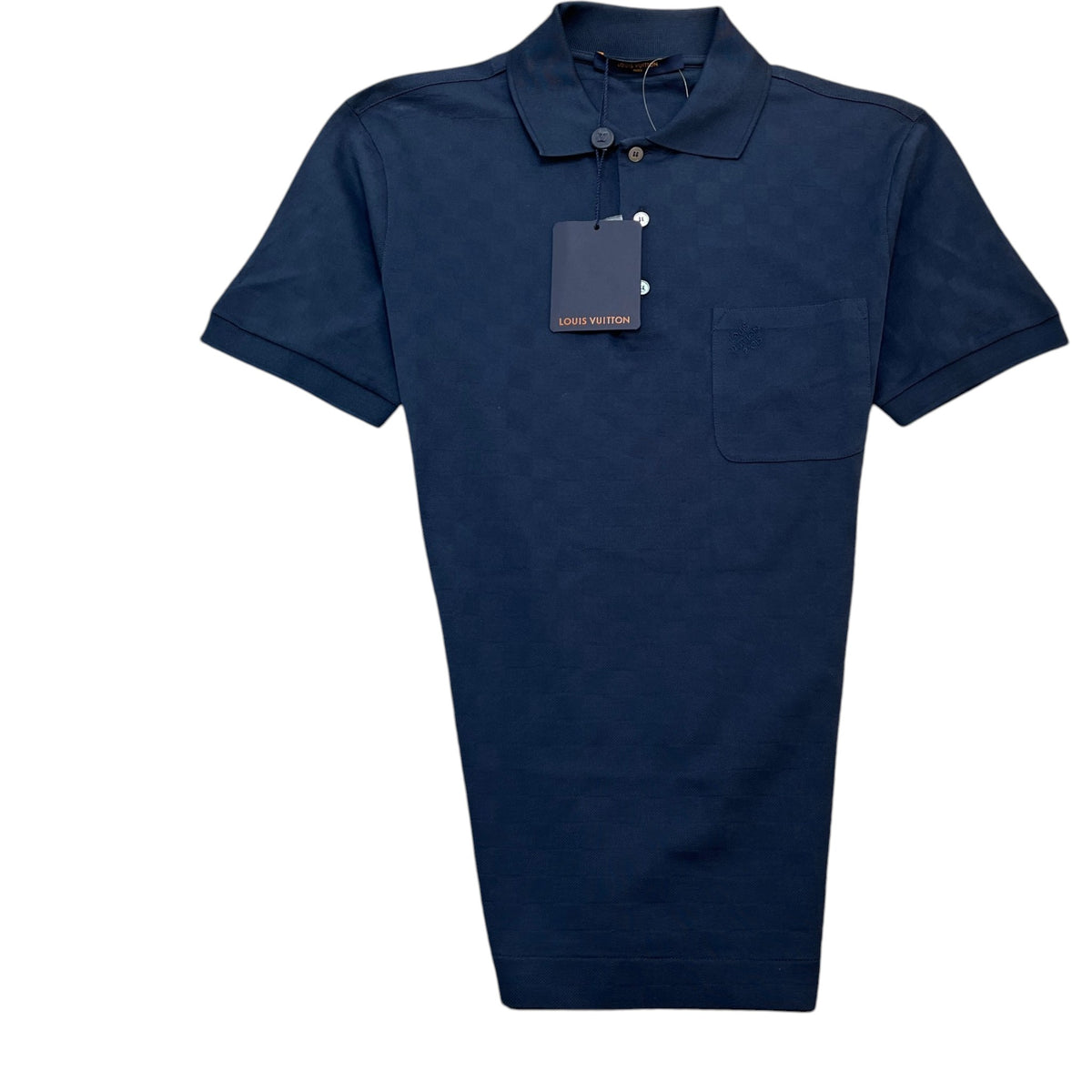 Men's Damier Pocket Logo Polo Shirt Navy Size XS - Photo 1