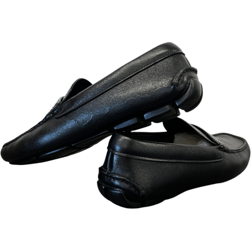 Men's Saffiano Driver Loafers Black Size EU 40.5 / UK 6.5