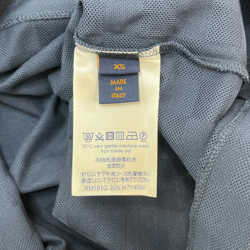 Men's Damier Pocket Logo Polo Shirt Navy Size XS