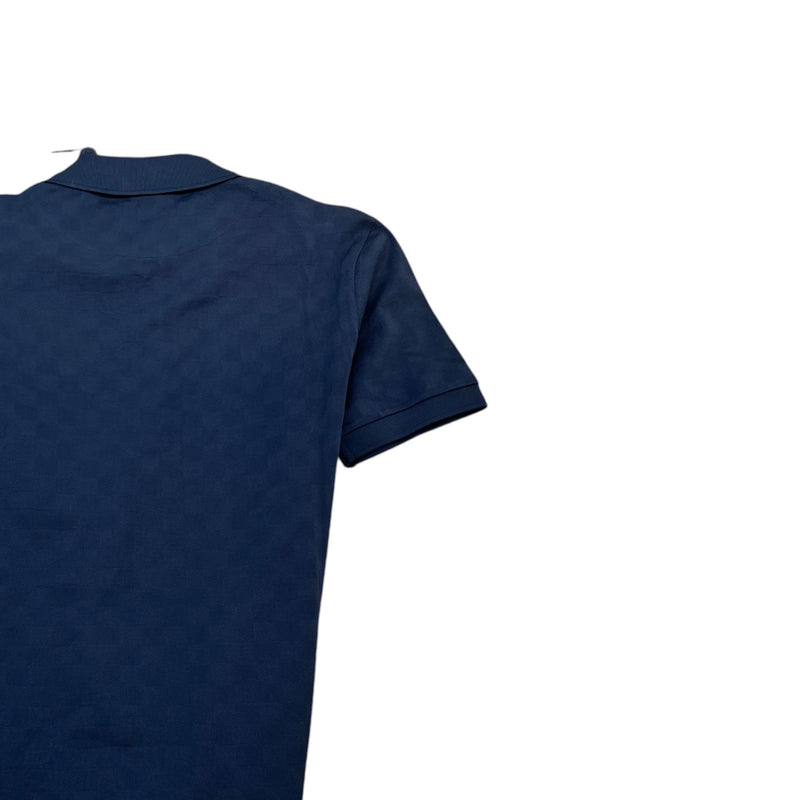 Men's Damier Pocket Logo Polo Shirt Navy Size XS