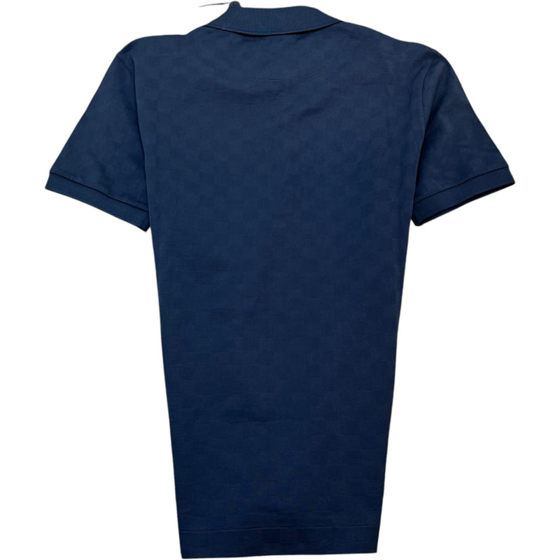 Men's Damier Pocket Logo Polo Shirt Navy Size XS