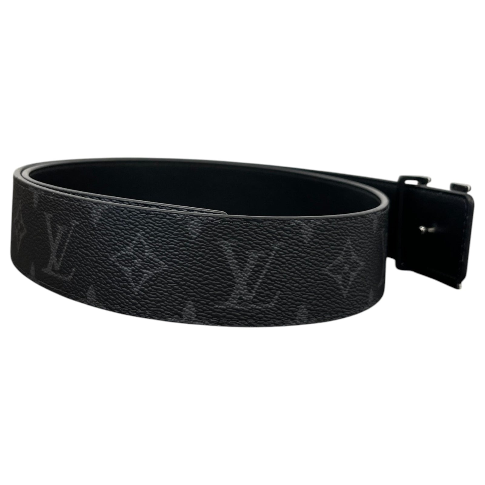 Men's Lv Initials Reversible Belt Black Size Waist 36" - Photo 3