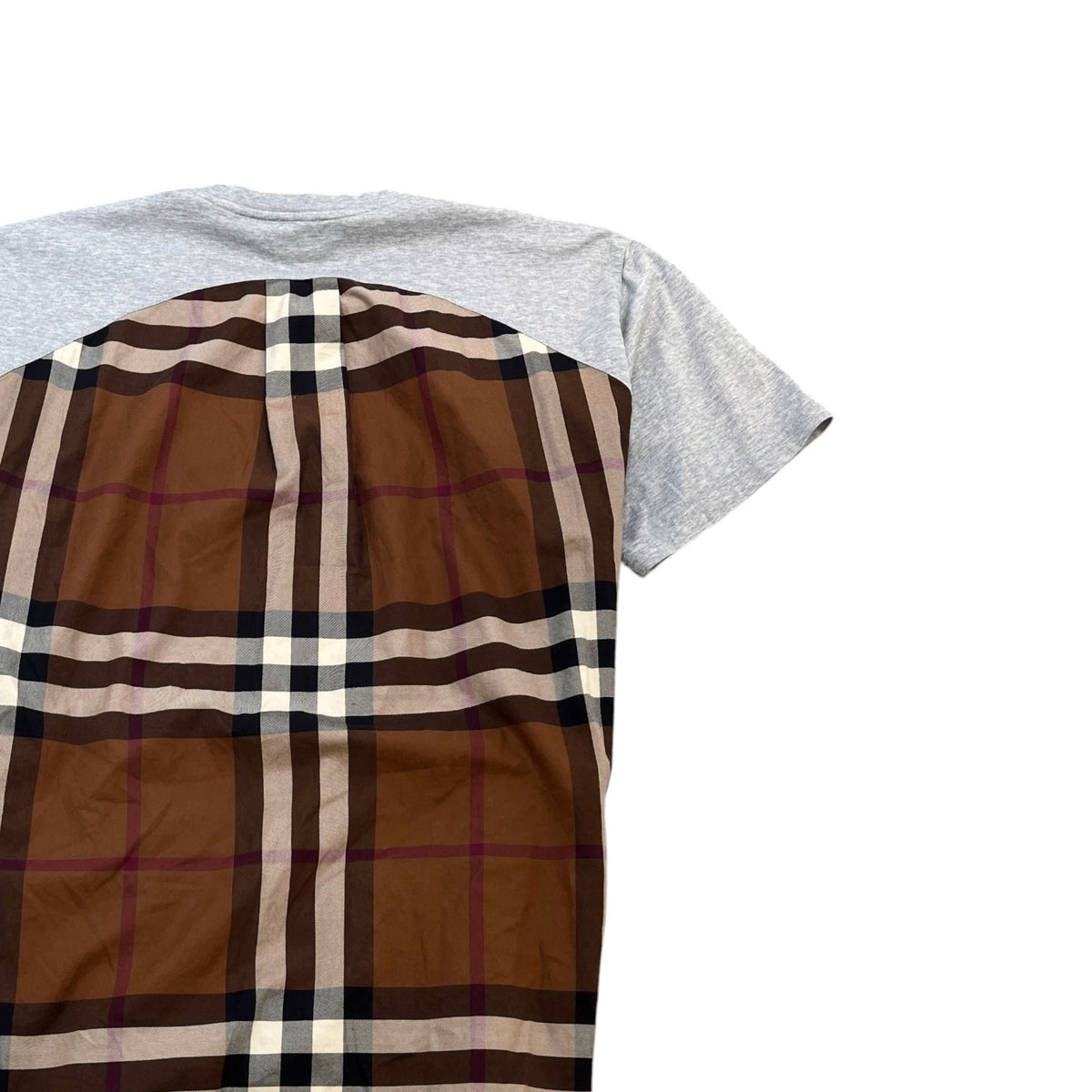 Men's Check Panel Oversized T-Shirt Grey Size M - Photo 4
