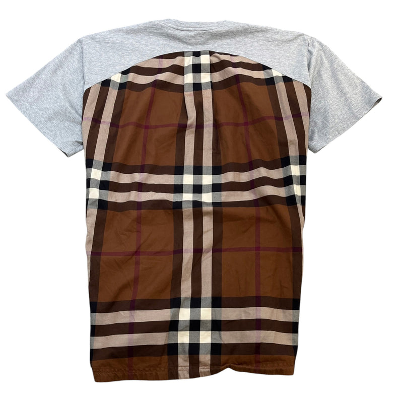 Men's Check Panel Oversized T-Shirt Grey Size M