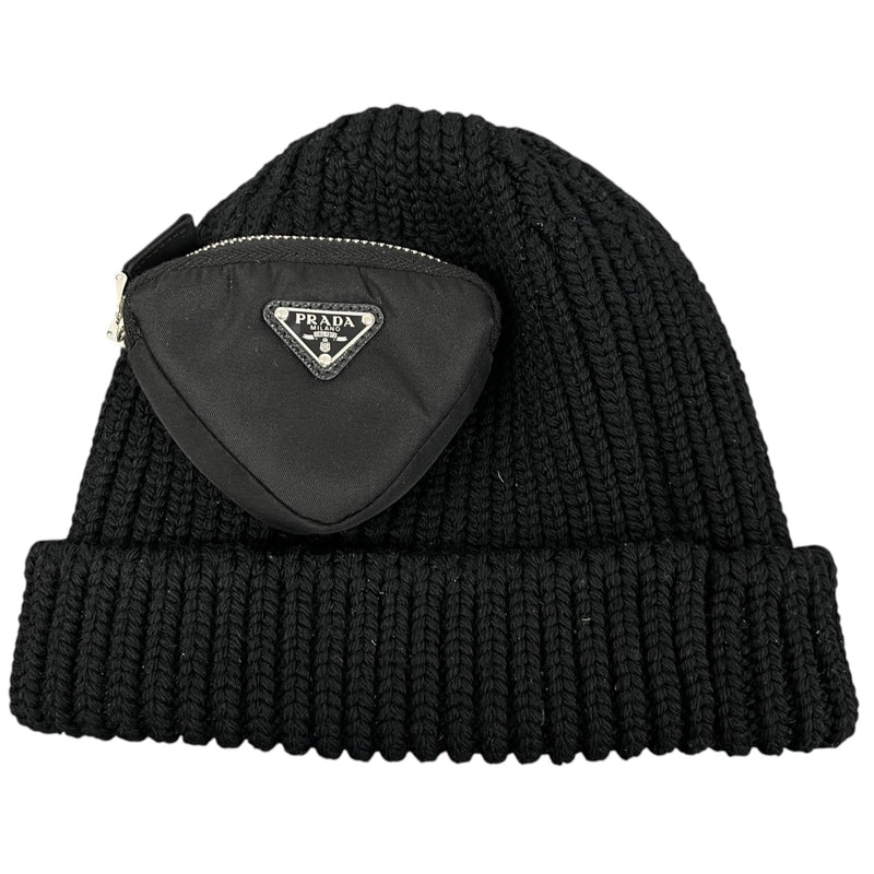 Men's Plaque Logo Pouch Hat Black Size M