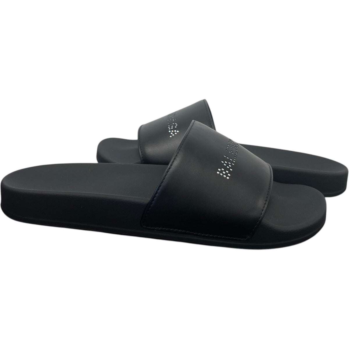 Women's Rhinestone Logo Pool Slides Black Size UK 7 / EU 40 - Photo 3
