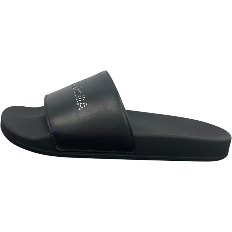 Women's Rhinestone Logo Pool Slides Black Size UK 7 / EU 40