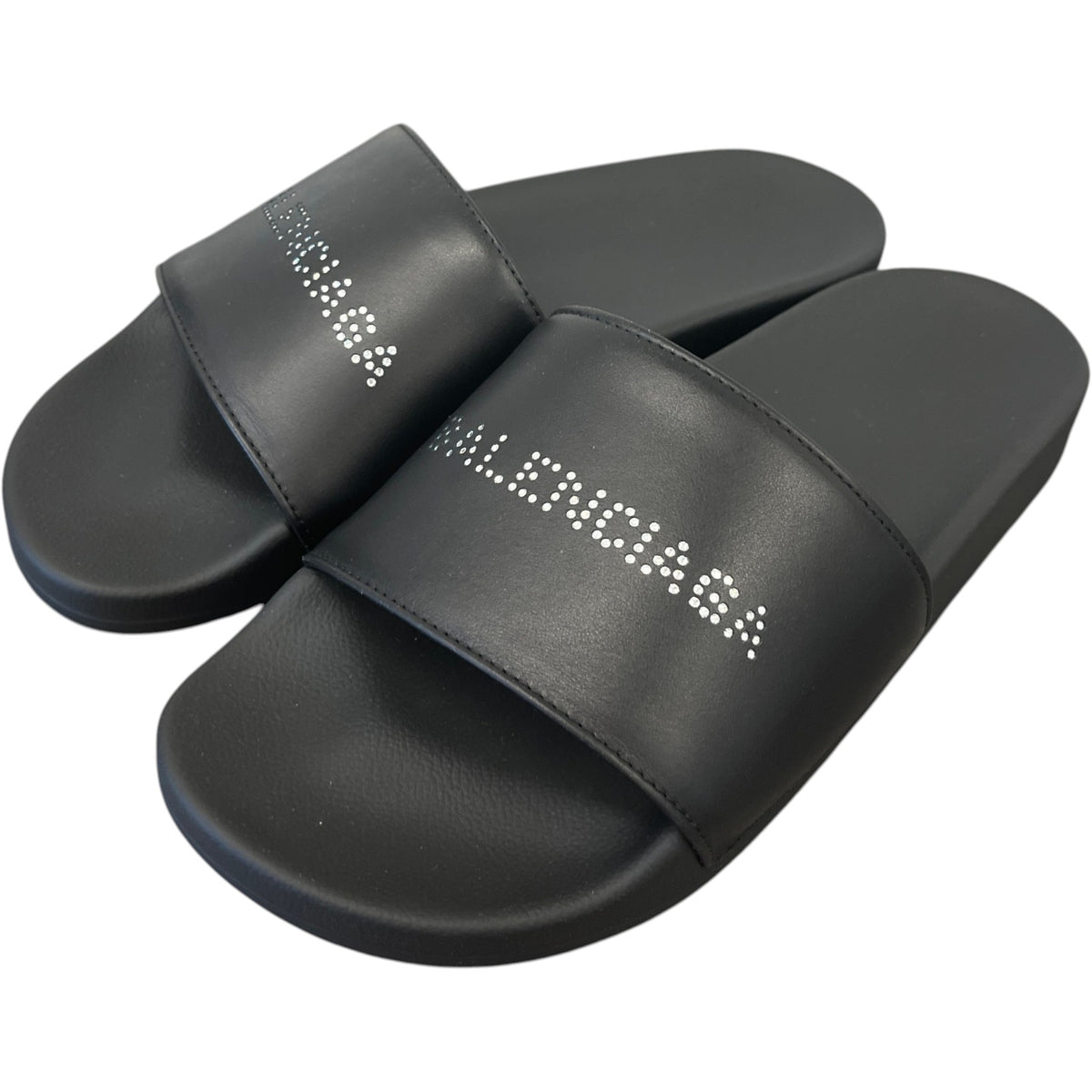 Women's Rhinestone Logo Pool Slides Black Size UK 7 / EU 40 - Photo 9
